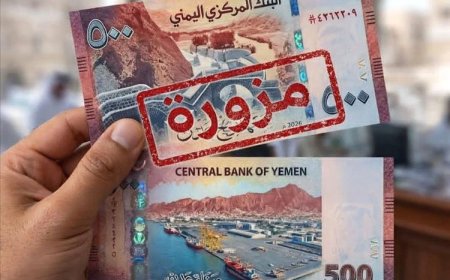 تحذير من البنك المركزي بعدن حول عملة فئة (500)  ريال المزيفة