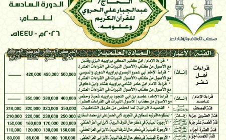 مؤسسة تكافل الخير تعلن عن فتح باب التسجيل للمشاركة في الدورة السادسة من مسابقة الحاج عبدالجبار علي الحروي للقرآن الكريم وعلومه للعام 1447- 2026
