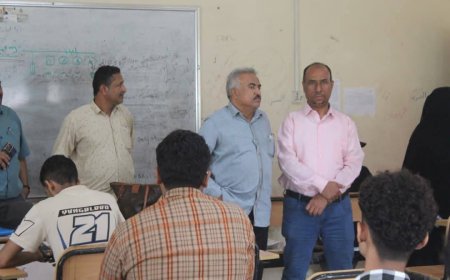 مديرعام التعليم الفني عدن يتفقد سير الاختبارات العملية في معهدي "التقني البحري خورمكسر " و"التقني الصناعي" المعلا