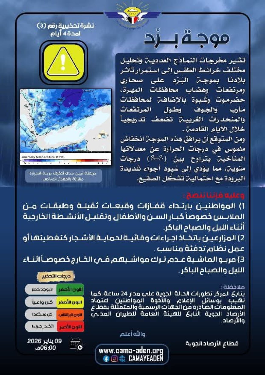 تحذيرات من موجة برد قارس .. تفاصيل