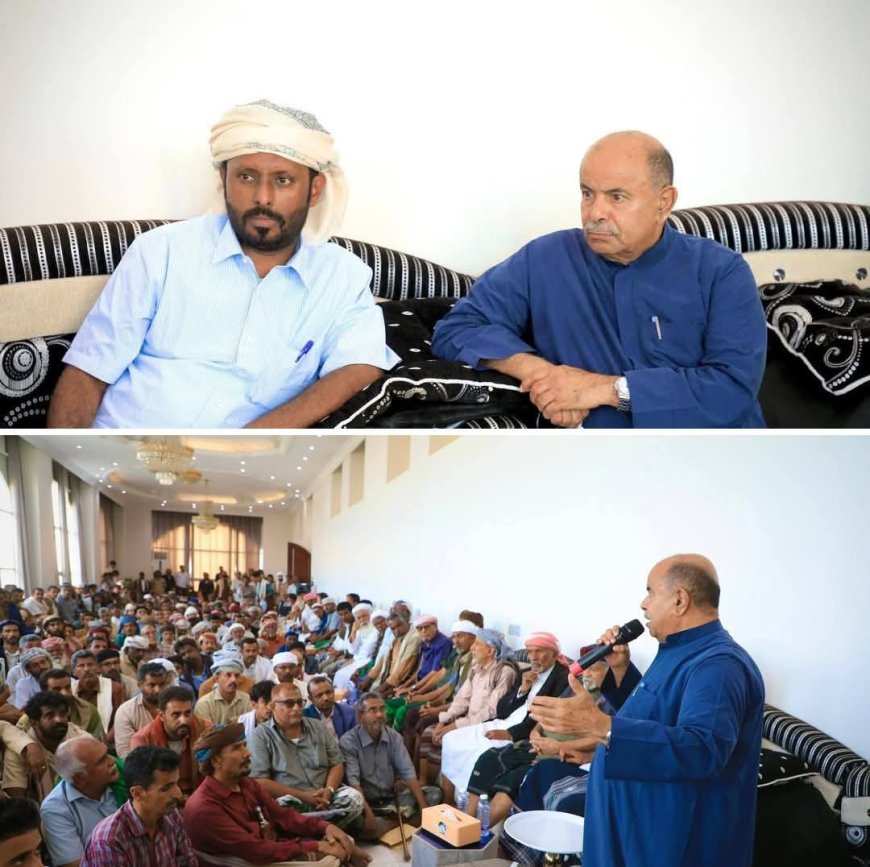 عضو مجلس القيادة الرئاسي محافظ حضرموت يلتقي قبائل نوح وعددًا من المناصب والمشايخ والمقادمة