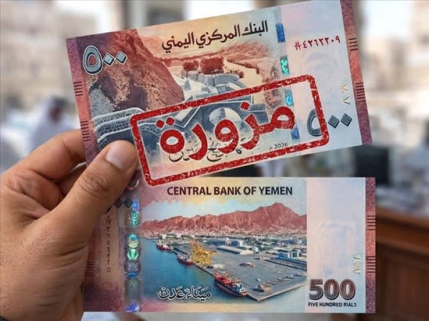 تحذير من البنك المركزي بعدن حول عملة فئة (500)  ريال المزيفة