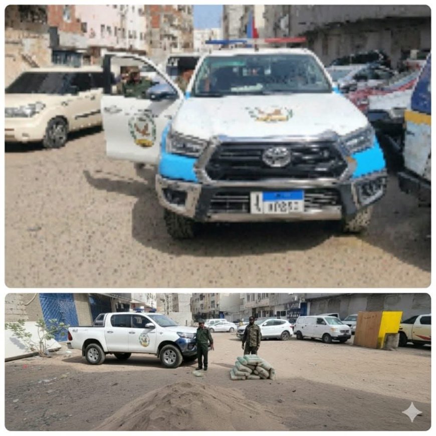 شرطة المعلا توقف استحداث بناء عشوائي دون تراخيص بأحد أحياء المديرية وتحذر المخالفين