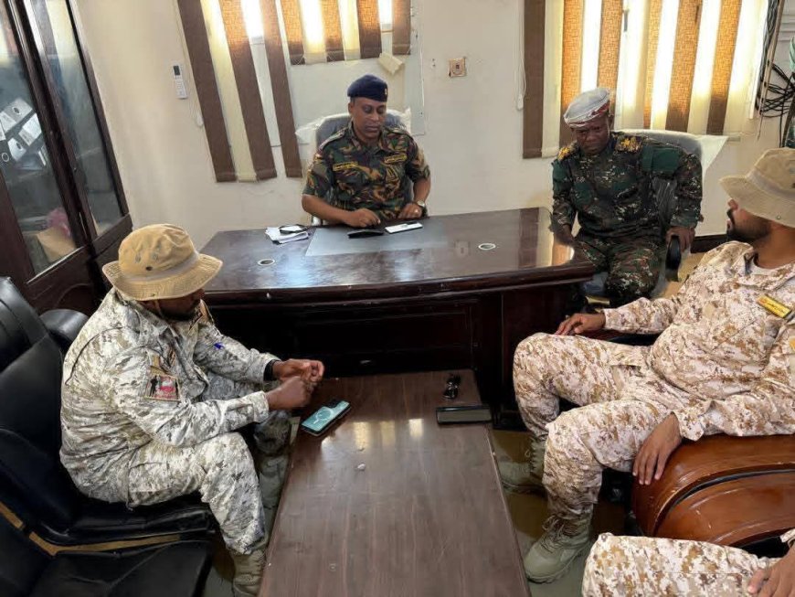 أركان حرب اللواء الخامس بقوات درع الوطن ينفّذ زيارة ميدانية لمطار الغيضة الدولي والبنك المركزي والسجن المركزي