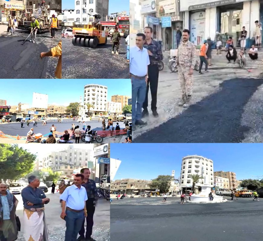 تعز.. بدء أعمال استكمال سفلتة جولة «أفتهان» وتأهيل الشارع الممتد حتى جولة الكهرباء القديمة