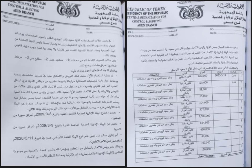 وثائق رسمية تكشف جملة مخالفات مالية وإدارية في عمل الرئيس السابق لاتحاد الجمعيات التعاونية السكنية