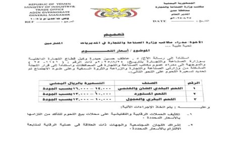 المؤسسة العامة للمسالخ وأسواق اللحوم تعمم باسعار اللحوم الرسمية