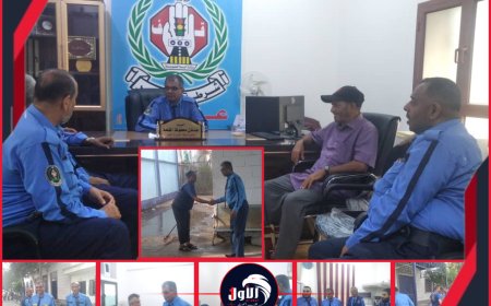 شرطة سير عدن تستأنف نشاطها الإداري.. العميد (القلعة) يتفقد الانضباط الوظيفي في أول أيام الدوام