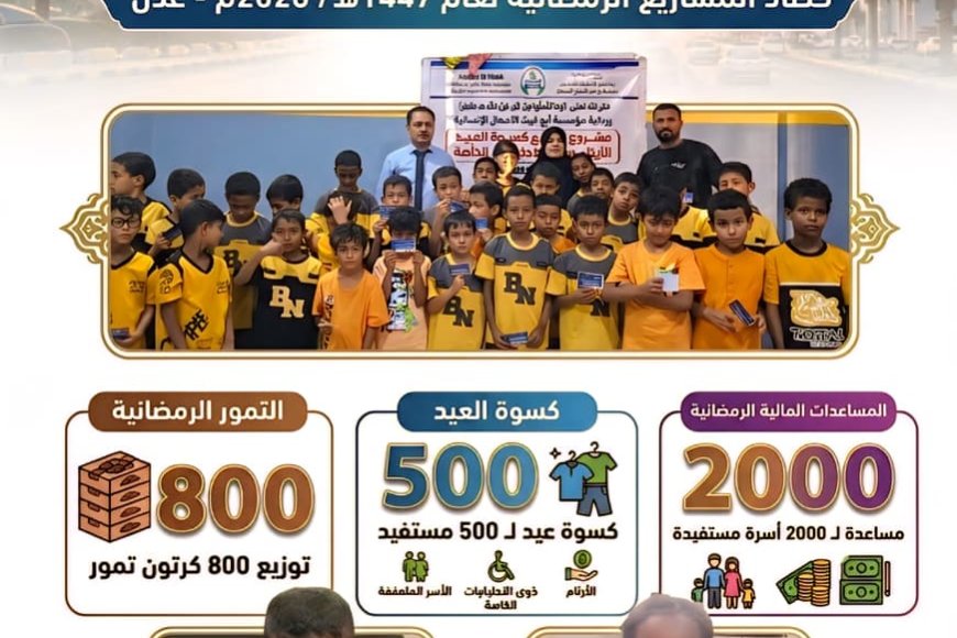عدن.. مؤسسة &ldquo;أبو غيث&rdquo; تختتم مشاريعها الإنسانية الرمضانية وتستهدف آلاف الأسر بدعم الشيخ أمين الناصري