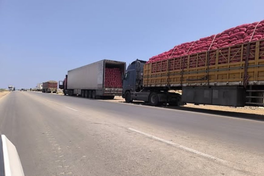 بالصور استغاثة السائقين.. مسلحون يواصلون احتجاز قواطر النقل الثقيل شرقي الشحر لليوم الثالث