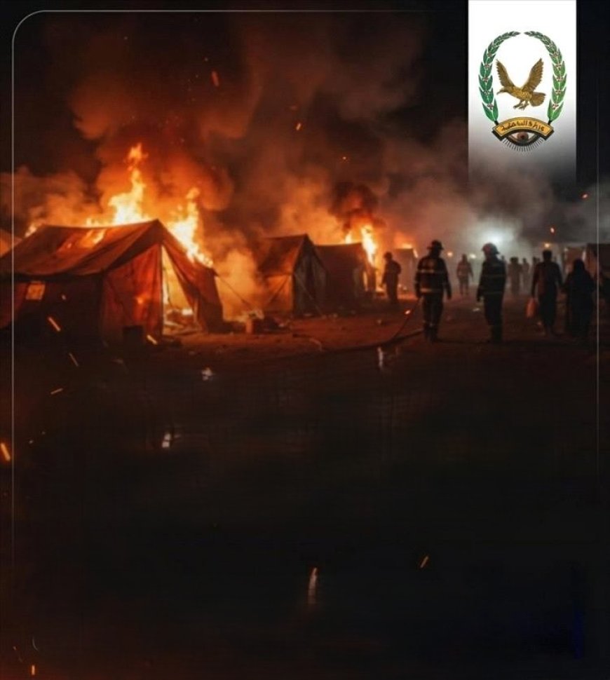 فاجعة في مخيم النازحين في الضالع.. إصابة شابين في حريق مخيم الصفراء