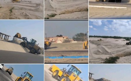 بإشراف قيادة السلطة المحلية وبدعم قوات درع الوطن ازالة الرمال من الخط الدولي وتدشين الاعمال بدلتا ابين واحور