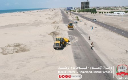 درع الوطن ترفع خطر الكثبان عن طريق عدن – أبين