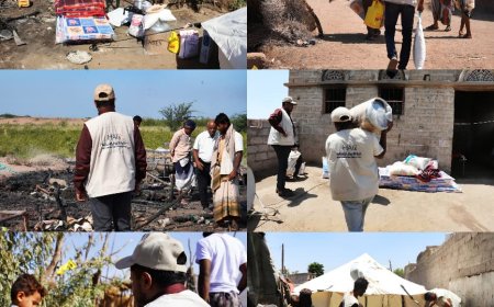 الحديدة.. خلية الأعمال الإنسانية تغيث أسرًا متضررة من احتراق منازلها في الخوخة