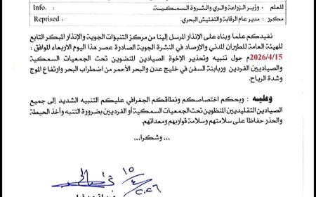 الزراعة والأسماك تحذر من استمرار تأثر بحار بلادنا بحالة من عدم الاستقرار الجوي