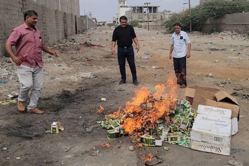 بتوجيهات مدير عام المديرية أحمد الداؤودي..صحة البيئة بالمنصورة تتلف أكثر من 200 باكت من شمة الحوت المحضور