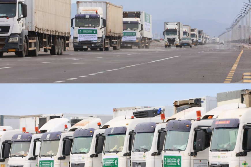 وصول 20 شاحنة مساعدات غذائية مقدمة من مركز الملك سلمان للإغاثة إلى عدن