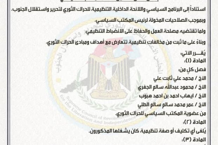 فادي باعوم يصدر قراراً بفصل أربعة من أعضاء المكتب السياسي للحراك الثوري