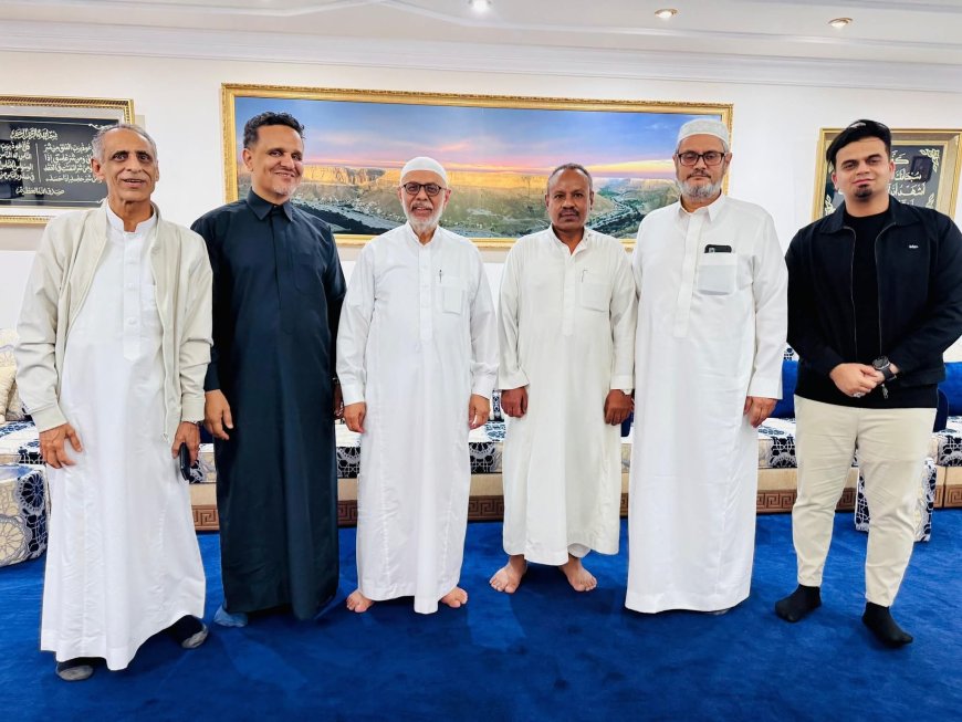 وفد من جامعة سيئون يزور رئيس مجلس أمناء الجامعة ورئيس مجلس مؤسسي مؤسسة حضرموت تنمية بشرية الشيخ المهندس عبدالله أحمد بقشان