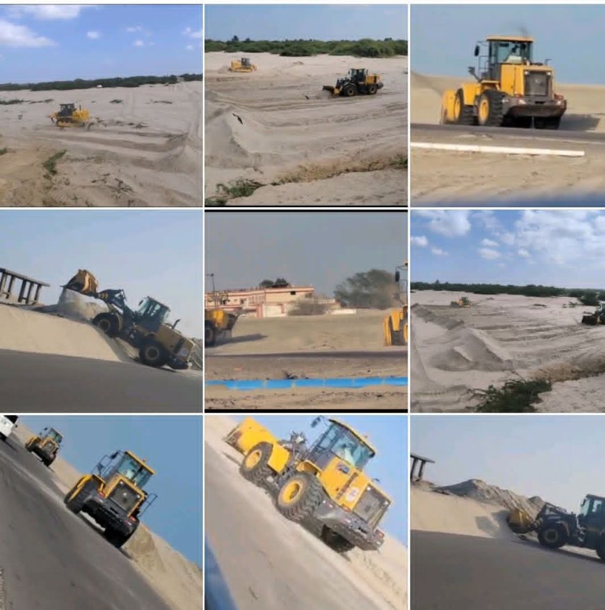 بإشراف قيادة السلطة المحلية وبدعم قوات درع الوطن ازالة الرمال من الخط الدولي وتدشين الاعمال بدلتا ابين واحور