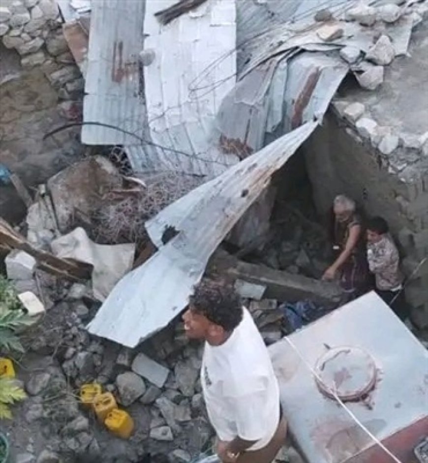 تعز.انهيارات صخرية تصيب امرأة وتهدد حياة عشرات الأسر قرب قلعة القاهرة فيها