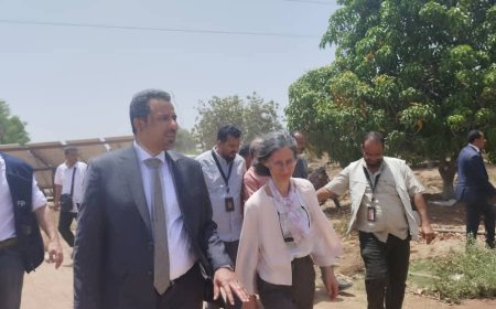 محافظ لحج و السفيرة الفرنسية يتفقدان القطاع الزراعي بمنطقة الحسيني ويطلعان على احتياجات المزارعين