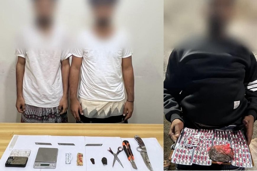 إدارة مكافحة المخدرات بعدن في عمليتين ضبط منفصلة تطيح بثلاثة متهمين بحوزتهم حشيش مخدر وأشرطة حبوب بريجبالين.