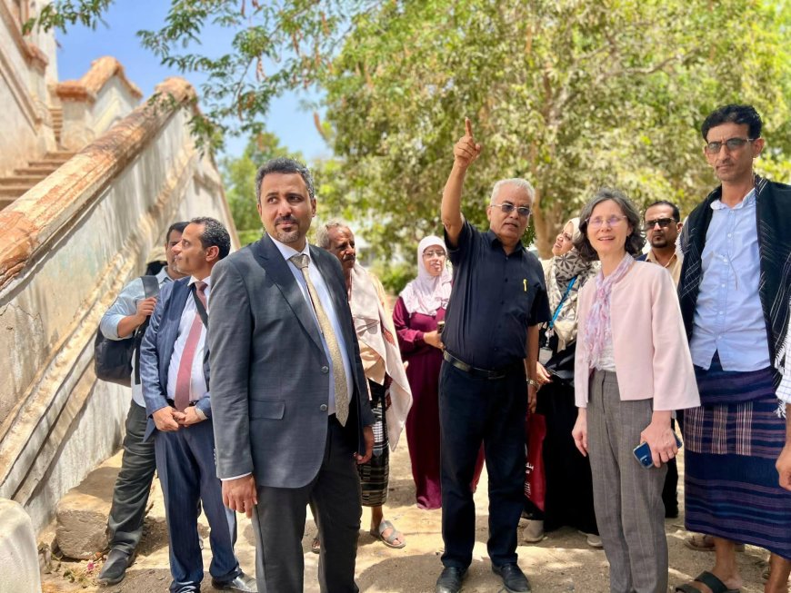 محافظ لحج يبحث مع السفيرة الفرنسية التدخلات الإنسانية والثقافية ويزوران "قصر القمندان" بالحوطة