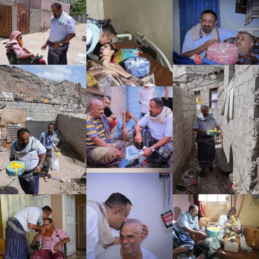 الوكيل النوبة يختتم زيارات المعايدة لجرحى الإعاقة بعدن مؤكداً: إنصافهم واجب وطني وأخلاقي