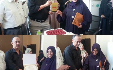 مدير عام مكتب الصحة بعدن يكرم مديره مركز الطوارئ التواليدية بصيرة تقديراً لجهودها المتميزة في نقلة النوعية للمركز