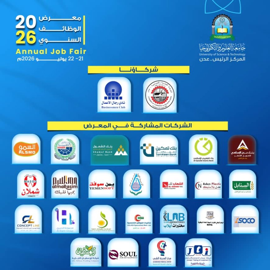جامعة العلوم والتكنولوجيا بعدن تنظم جلسة "تجارب ملهمة مع رجال الأعمال"