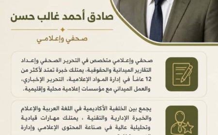 ضمن استكمال الهيكل التنظيمي.. تعيين صادق أحمد غالب حسن مديرًا لدائرة الإعلام بمجلس المستقبل الجنوبي – العاصمة عدن