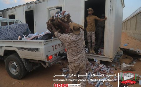 اللواء السادس بقوات درع الوطن يُتلف كميات كبيرة من المواد المهربة والممنوعة في منفذ الوديعة