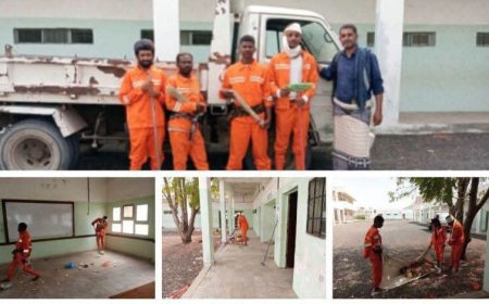 صندوق النظافة بالمحفد ينفذ حملة تنظيف لعدد من مدارس المديرية استعدادًا للعام الدراسي الجديد